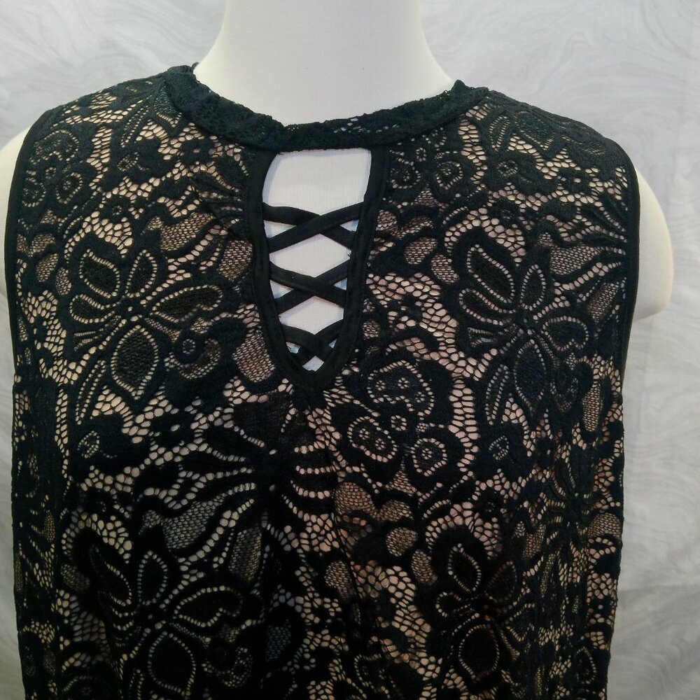 Liberty Love Women's Black Lace Blouse Size 2X  (077)